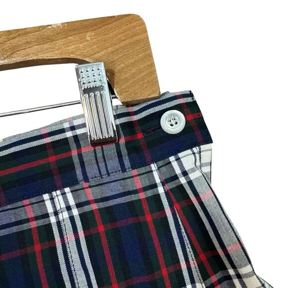 Parker Plaid Tartan A-line Skirt Size 32 Red Blue Green Pleated Holiday Preppy - Picture 2 of 6